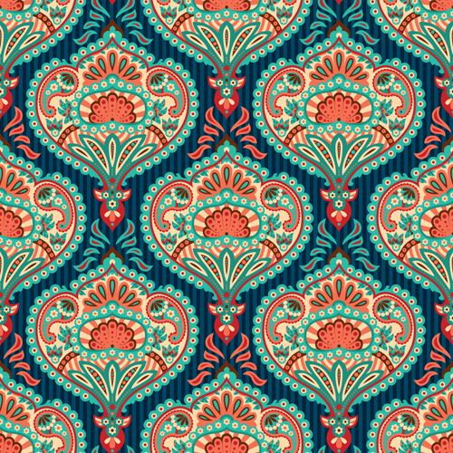 Ornate paisley pattern seamless vector material 05