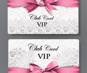 Pink bow with floral vip cards vector