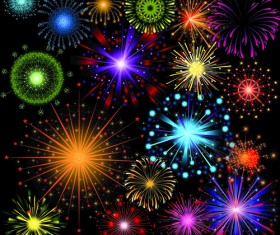 Pretty fireworks holiday elements vector 01