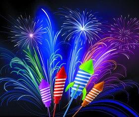 Pretty fireworks holiday elements vector 03