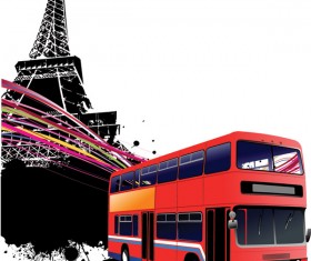 Realistic buses urban vector set 01