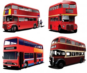 Realistic buses urban vector set 02