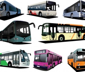 Realistic buses urban vector set 03