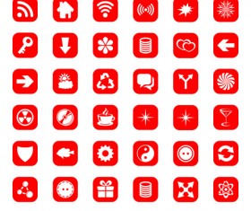 Red computer icons psd set