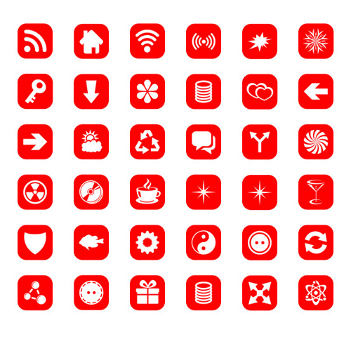 Red computer icons psd set