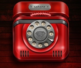 Red phone psd icons material