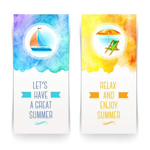 Refreshing summer tropical vector banners 01