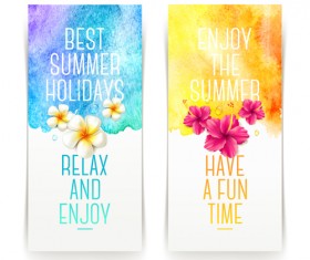 Refreshing summer tropical vector banners 03