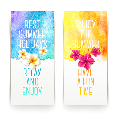 Refreshing summer tropical vector banners 03