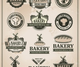 Retro bakery labels vector set 01
