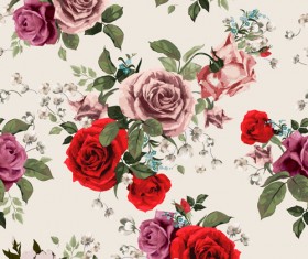 Retro beautiful roses vector seamless pattern 02