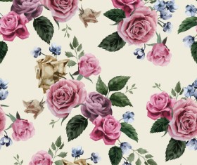 Retro beautiful roses vector seamless pattern 03