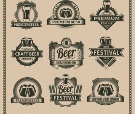 Retro beer labels graphic set vector 02