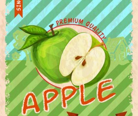 Retro fruit poster grunge style vector 01