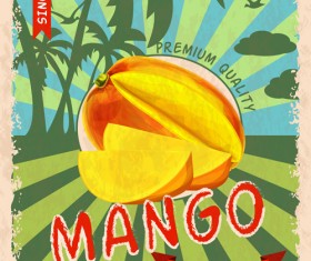 Retro fruit poster grunge style vector 04