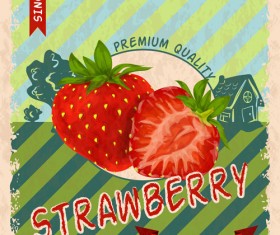 Retro fruit poster grunge style vector 05