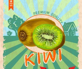 Retro fruit poster grunge style vector 06