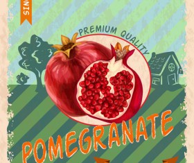 Retro fruit poster grunge style vector 07