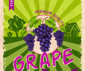 Retro fruit poster grunge style vector 08