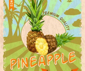 Retro fruit poster grunge style vector 11