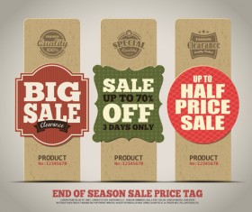Retro price sale tags vector set 01