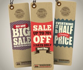 Retro price sale tags vector set 02