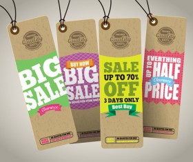 Retro price sale tags vector set 03