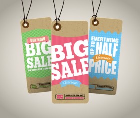 Retro price sale tags vector set 04