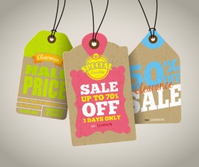 Retro price sale tags vector set 05