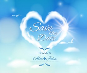 Romantic sky and cloud wedding card vector
