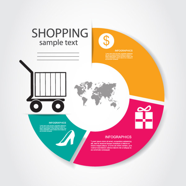 Round shopping infographic vector