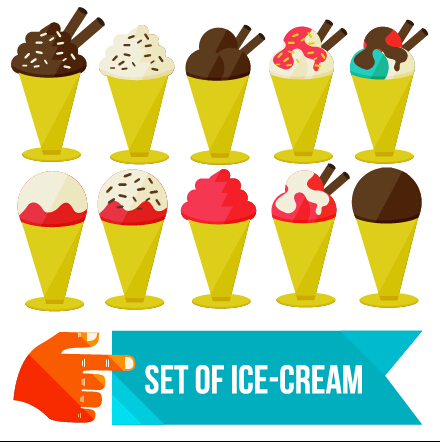 Set of Ice cream vector material 03