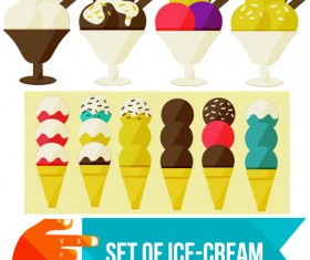 Set of Ice cream vector material 04