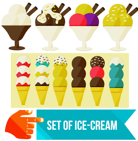 Set of Ice cream vector material 04