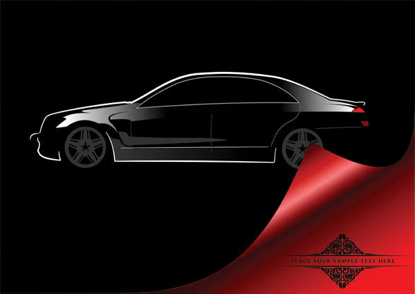 Shiny car black background design vector 04