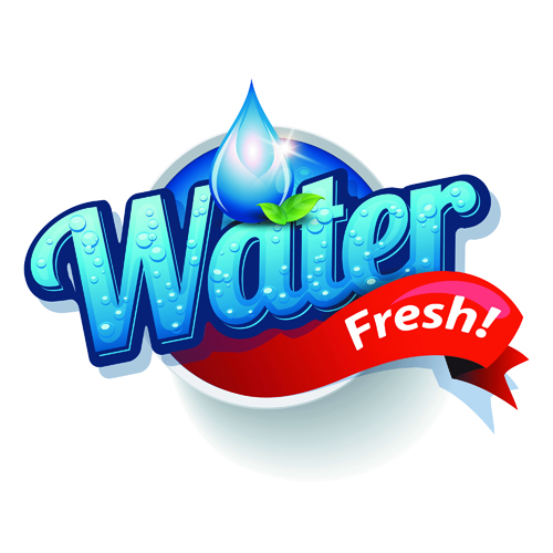 Shiny fresh water labels vector