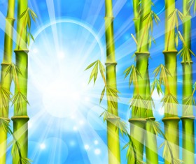 Shiny spring bamboo vector background material 03