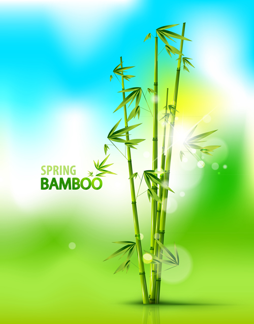 Shiny spring bamboo vector background material 05