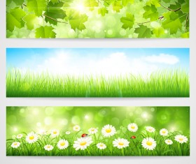 Spring natural banners vector set 01