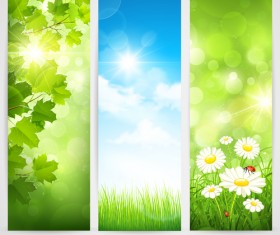 Spring natural banners vector set 02