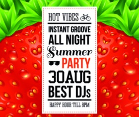 Strawberry summer background vector material 01