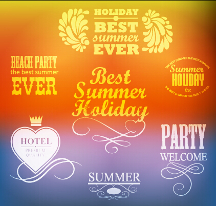 Summer holiday labels typography vector 01