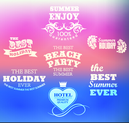 Summer holiday labels typography vector 02