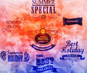 Summer holiday labels typography vector 03