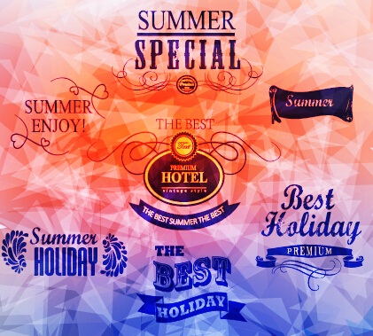 Summer holiday labels typography vector 03
