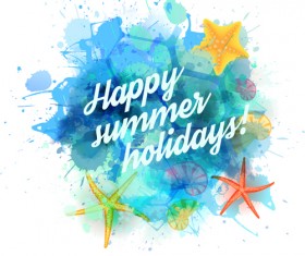 Summer holidays elements with grunge background vector 03