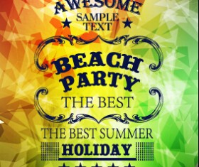 Summer labels with geometric shapes background vector 01