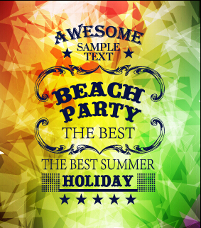 Summer labels with geometric shapes background vector 01