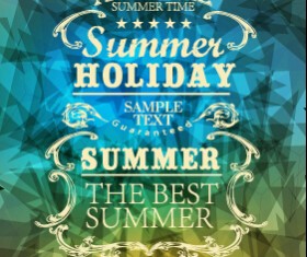 Summer labels with geometric shapes background vector 02