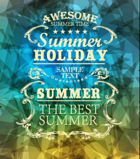 Summer labels with geometric shapes background vector 02